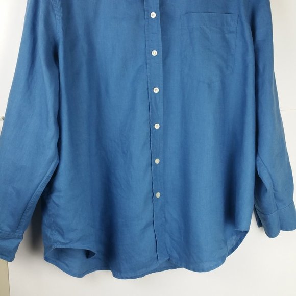 Tommy Hilfiger Linen Collared Long Sleeves Button Up Shirt Top - Picture 5 of 13